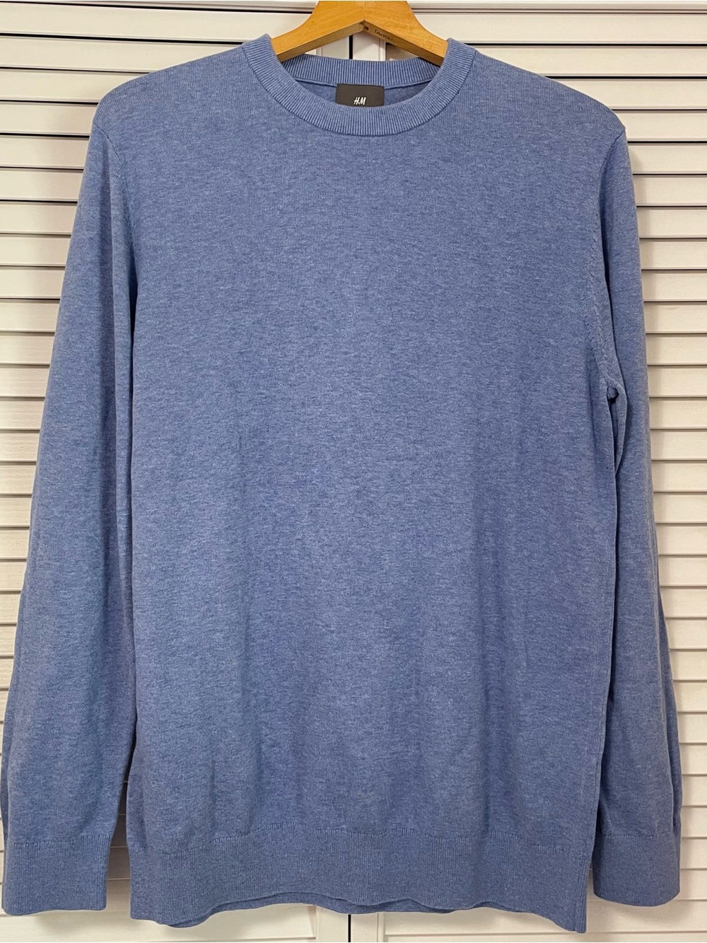 NWT H&M Men’s Large Slim Fit Blue Sweater 100% Cotton Long Sleeve Crew Neck Fall